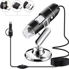 1600X Magnifier HD Image Sensor 3 in 1 USB Digital Microscope with 8 LED & Professional Stand