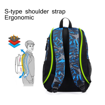 Multi-Function Large Capacity Oxford Cloth Backpack Casual Laptop Computer Bag with External USB Charging Interface & Shoulder Bag & Pen Bag for Men / Women / Student, Size: 45*30*15cm, Black 2, Blue and Grey Graffiti, New York Words 1, Blue and white�...