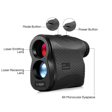 5-600P Handheld Golf Laser Distance Measuring Instrument Telescope Range Finder Distance Measurer, 600m