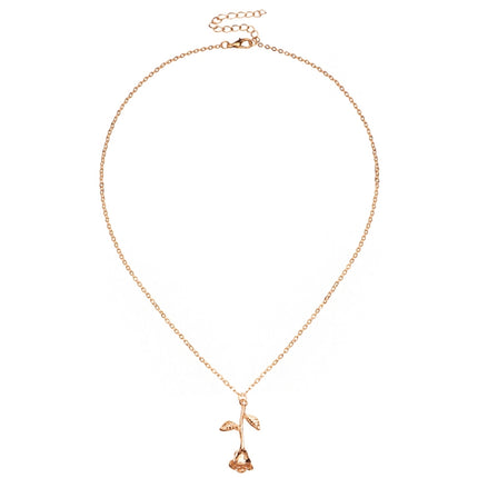 Valentines Day Gift Rose Flower Pendant Jewelry Chain Necklace, Chain Length: 45cm