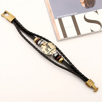 2 PCS Couple Lovers Jewelry Leather Braided Constellation Detail Hand Chain Bracelet, Size: 21*1.2cm, HC3505A, HC3505B, HC3505C, HC3505D, HC3505E, HC3505F, HC3505G, HC3505H, HC3505J, HC3505K, HC3505L, HC3505M
