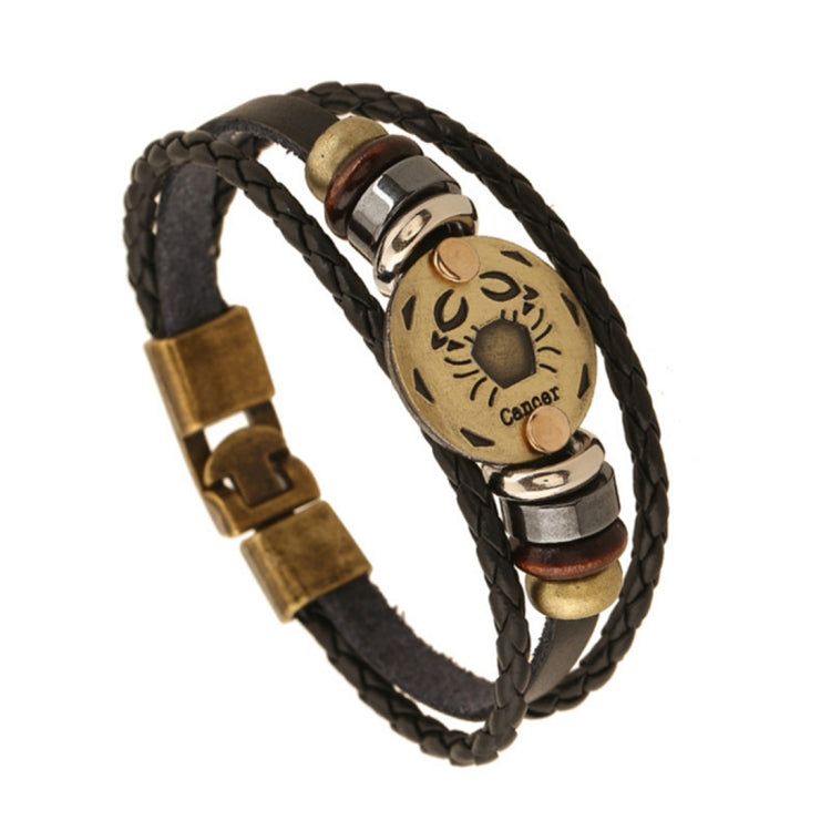 2 PCS Couple Lovers Jewelry Leather Braided Constellation Detail Hand Chain Bracelet, Size: 21*1.2cm