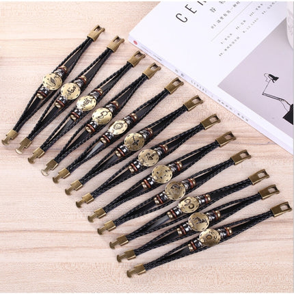 2 PCS Couple Lovers Jewelry Leather Braided Constellation Detail Hand Chain Bracelet, Size: 21*1.2cm