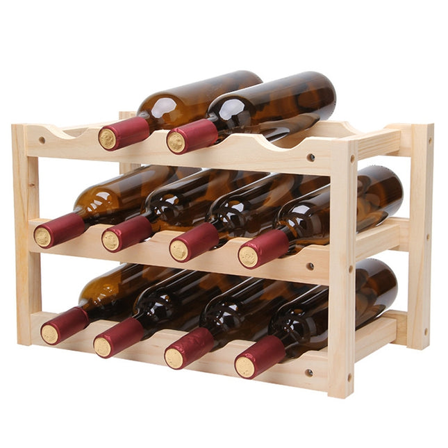 Solid Wood Folding 12-bottle Wine Display Rack Multi-layer Wine Rack, Size: 46x24x28cm, Multi-layer Wine Rack