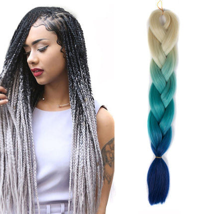 Fashion Color Gradient Individual Braid Wigs Chemical Fiber Big Braids, Length: 60cm(18Navy Blue+Sky Blue)