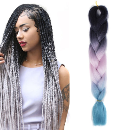 Fashion Color Gradient Individual Braid Wigs Chemical Fiber Big Braids, Length: 60cm(18Navy Blue+Sky Blue)