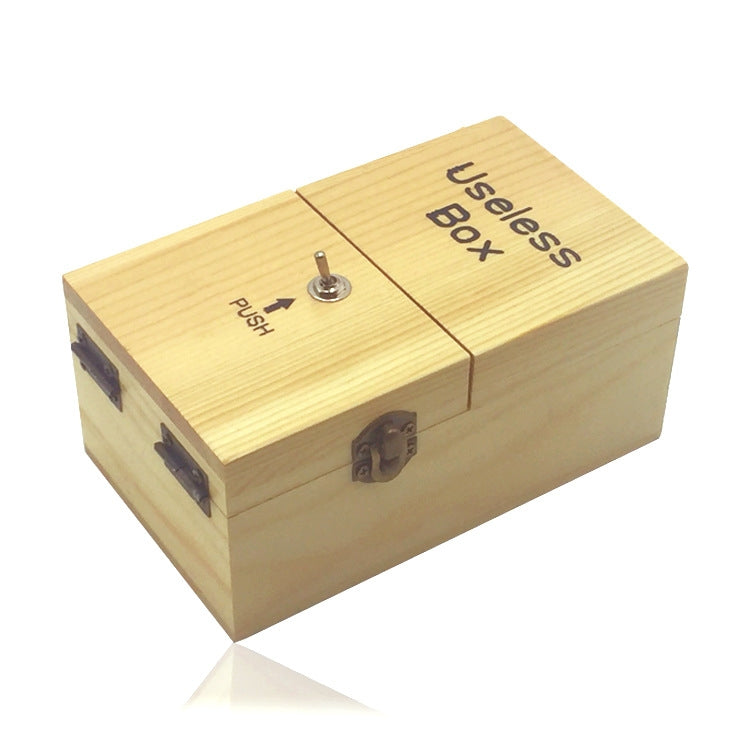 Creative Funny Present Useless Box Novel Wooden Anti-stress Toy(Dark Wood), Useless Box