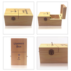 Creative Funny Present Useless Box Novel Wooden Anti-stress Toy(Dark Wood), Useless Box