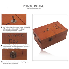 Creative Funny Present Useless Box Novel Wooden Anti-stress Toy(Dark Wood), Useless Box