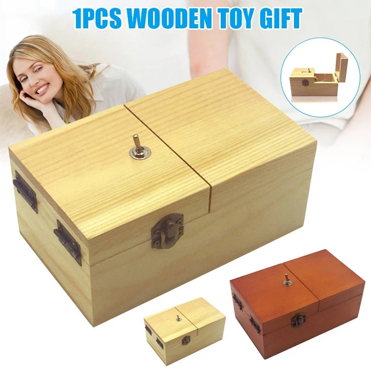 Creative Funny Present Useless Box Novel Wooden Anti-stress Toy(Dark Wood), Useless Box