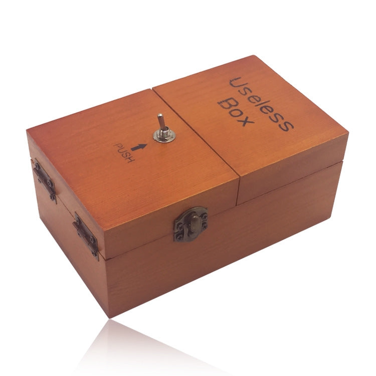 Creative Funny Present Useless Box Novel Wooden Anti-stress Toy(Dark Wood), Useless Box