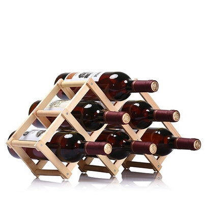 6 Bottles Racks Foldable Wine Stand Wooden Wine Holder Kitchen Bar Display Shelf