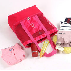 Portable Double Layer Mesh Sport Duffel Beach Picnic Shoulder Storage Bag Handbag