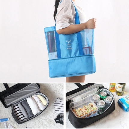 Portable Double Layer Mesh Sport Duffel Beach Picnic Shoulder Storage Bag Handbag