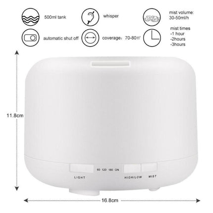 T500 Remote Control Clear White Air Humidifier Automatic Alcohol Sprayer Essential Oil Diffuser Ultrasonic Mist Maker Ultrasonic Aroma Diffuser Atomizer Color LED, Capacity: 500ml, DC 24V, US Plug, Clear White (500ml), Wood Pattern (500ml)