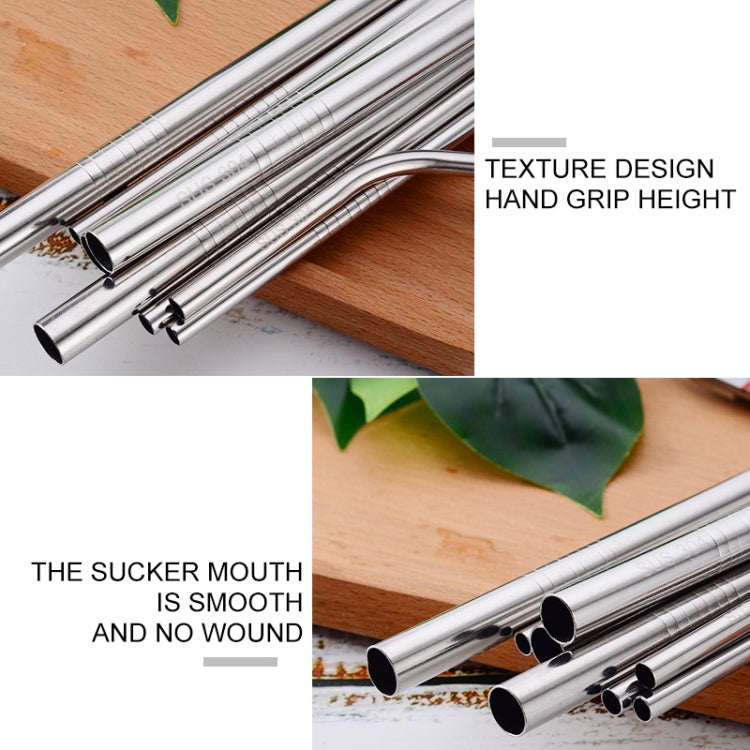 5pcs Reusable Stainless Steel Straight Drinking Straw + Cleaner Brush Set Kit,  215*6mm, 215*6mm (Straight)