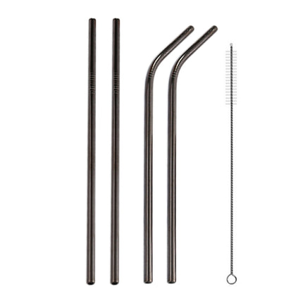 4pcs Reusable Stainless Steel Drinking Straw + Cleaner Brush Set Kit,  215*8mm, 215*8mm (Combination)