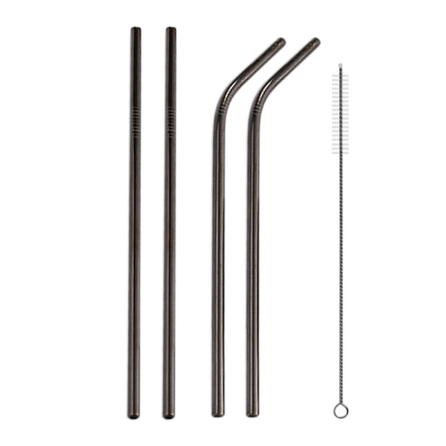 4pcs Reusable Stainless Steel Drinking Straw + Cleaner Brush Set Kit,  266*6mm, 266*6mm (Combination)