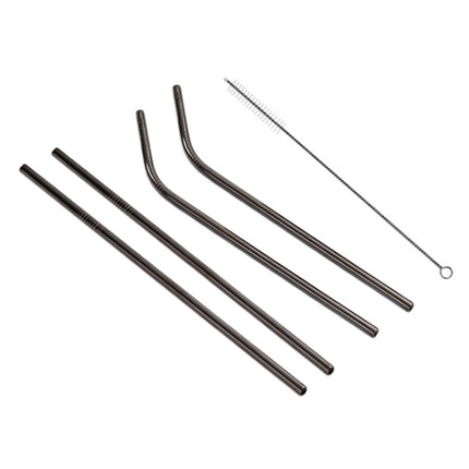4pcs Reusable Stainless Steel Drinking Straw + Cleaner Brush Set Kit,  266*6mm, 266*6mm (Combination)