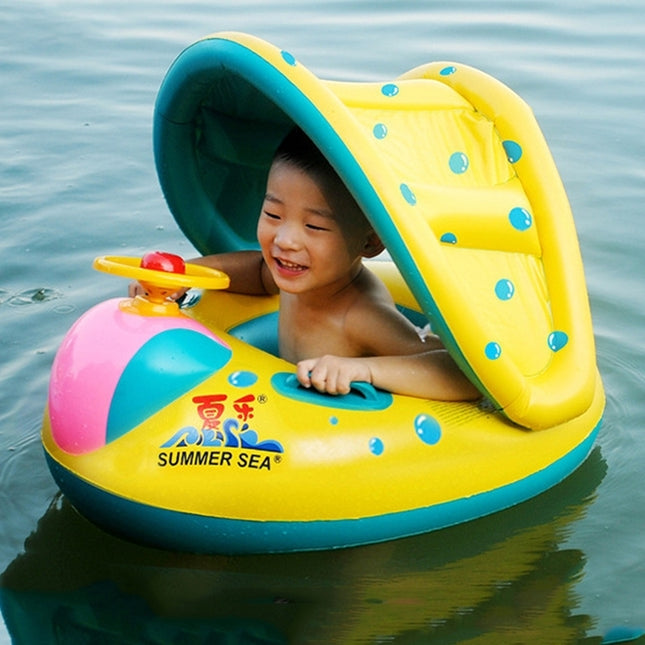 Inflatable Swimming Safety Seat Sunshade Boat Ring for Baby Children, Inflated Size: 72cm x 65cm x 58cm, Seat Boat