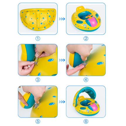 Inflatable Swimming Safety Seat Sunshade Boat Ring for Baby Children, Inflated Size: 72cm x 65cm x 58cm, Seat Boat