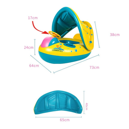 Inflatable Swimming Safety Seat Sunshade Boat Ring for Baby Children, Inflated Size: 72cm x 65cm x 58cm, Seat Boat