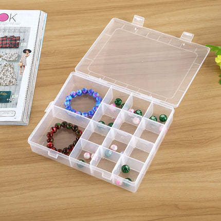 Plastic Organizer Container Storage Box 14 Slots Adjustable Divider Removable Grid Compartment for Jewelry Earring Fishing Hook Small Accessories, 14 Slots
