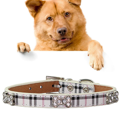PU Leather with Bone Designs Pet Dog Collar Pet Products, Size: S, 1.5 * 37cm