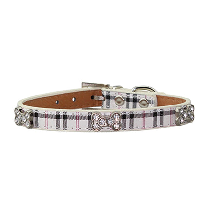 PU Leather with Bone Designs Pet Dog Collar Pet Products, Size: S, 1.5 * 37cm
