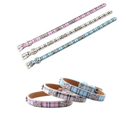 PU Leather with Bone Designs Pet Dog Collar Pet Products, Size: S, 1.5 * 37cm