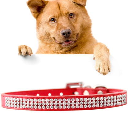 PU Diamond Studded Pet Collar Dog Collar Pet Products, Size: M, 2 * 42cm
