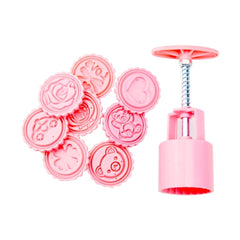 DIY Fondant Cake Mold Biscuit Cookie Cutters Baking Tools with 8 PCS Round Cartoon Patterns, 8 PCS Round Cartoon Patterns(Pink), 8 PCS Round Cartoon Patterns(White)