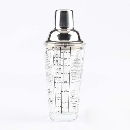 Stainless Steel Glass Cocktail Shaker Tools Milk Tea Cup with Scale, Capacity: 450ml, 450ml Cocktail Shaker