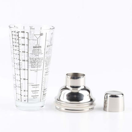 Stainless Steel Glass Cocktail Shaker Tools Milk Tea Cup with Scale, Capacity: 450ml, 450ml Cocktail Shaker