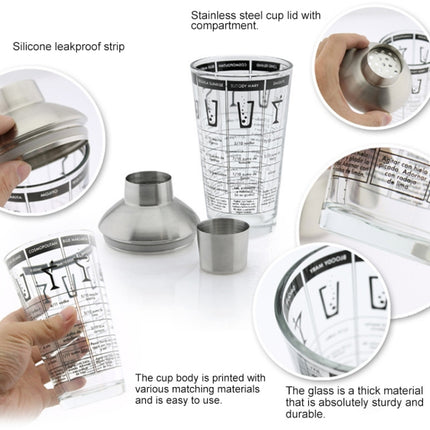 Stainless Steel Glass Cocktail Shaker Tools Milk Tea Cup with Scale, Capacity: 450ml, 450ml Cocktail Shaker