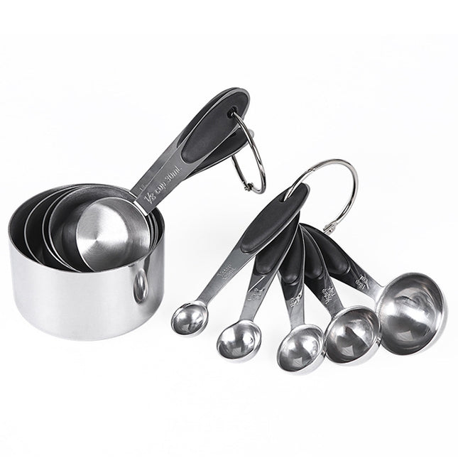 kn650 10 in 1 Black Stainless Steel Measuring Spoon Cake Mold Baking Tool Set