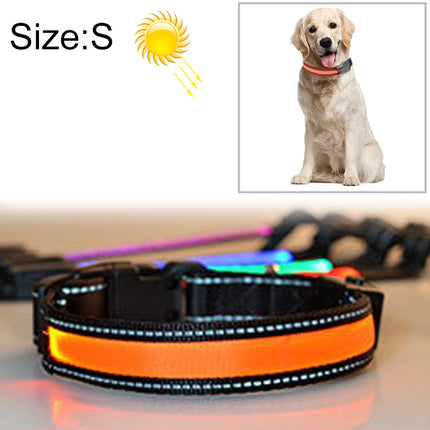 Medium and Large Dog Pet Solar + USB Charging LED Light Collar, Neck Circumference Size: S, 35-40cm