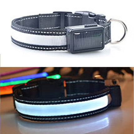 Medium and Large Dog Pet Solar + USB Charging LED Light Collar, Neck Circumference Size: S, 35-40cm