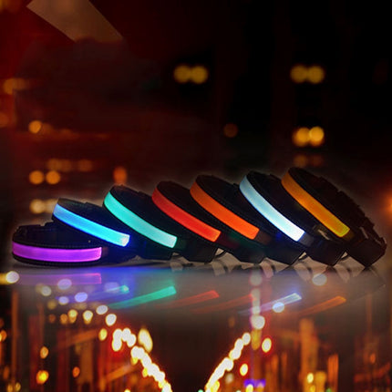 Medium and Large Dog Pet Solar + USB Charging LED Light Collar, Neck Circumference Size: S, 35-40cm