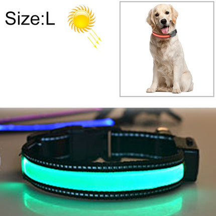 Medium and Large Dog Pet Solar + USB Charging LED Light Collar, Neck Circumference Size: L, 50-60cm, Size: L