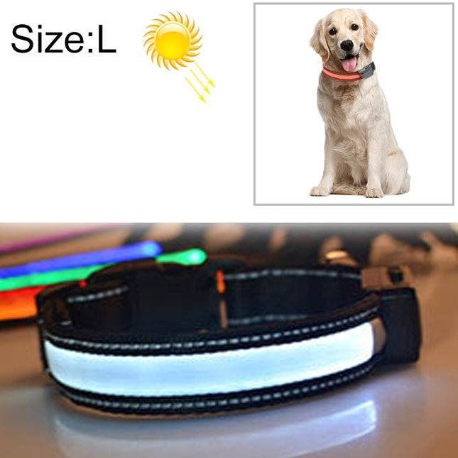 Medium and Large Dog Pet Solar + USB Charging LED Light Collar, Neck Circumference Size: L, 50-60cm