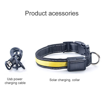 Medium and Large Dog Pet Solar + USB Charging LED Light Collar, Neck Circumference Size: L, 50-60cm