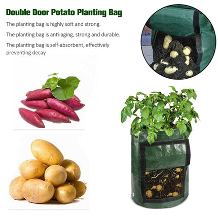 2 PCS 7 Gallons Potato Planting PE Bags Woven Fabric Bags Cultivation Garden Pots Vegetable Planting Bags Grow Bags Farm Garden Supplies, Green, Black, Orange, Yellow