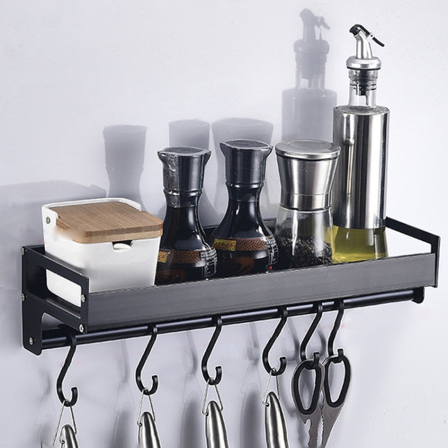 40cm 6 Hooks Kitchen Multi-function Wall Hanging Holder Seasoning Storage Rack, 40cm 6 Hooks(Black)