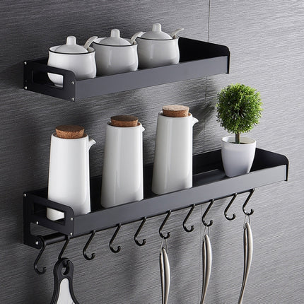 40cm 6 Hooks Kitchen Multi-function Wall Hanging Holder Seasoning Storage Rack, 40cm 6 Hooks(Silver)