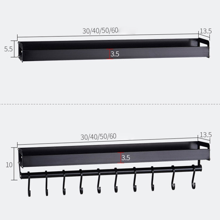 70cm Kitchen Multi-function Wall Hanging Holder Seasoning Storage Rack, 70cm(Black)