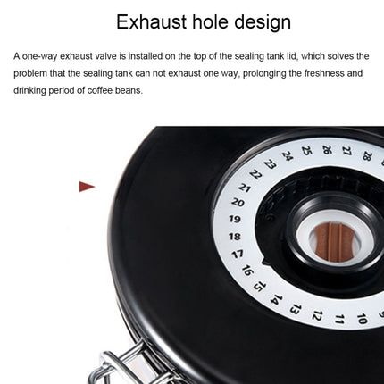 800ml Stainless Steel Sealed Food Coffee Grounds Bean Storage Container with Built-in CO2 Gas Vent Valve & Calendar