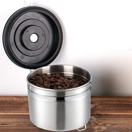 800ml Stainless Steel Sealed Food Coffee Grounds Bean Storage Container with Built-in CO2 Gas Vent Valve & Calendar