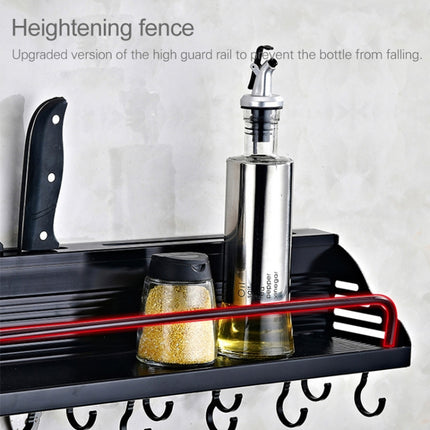 A Version 50cm 1 Cup  8 Hooks Kitchen Multi-function Wall-mounted Condiment Storage Rack, A Version 50cm 1 Cup