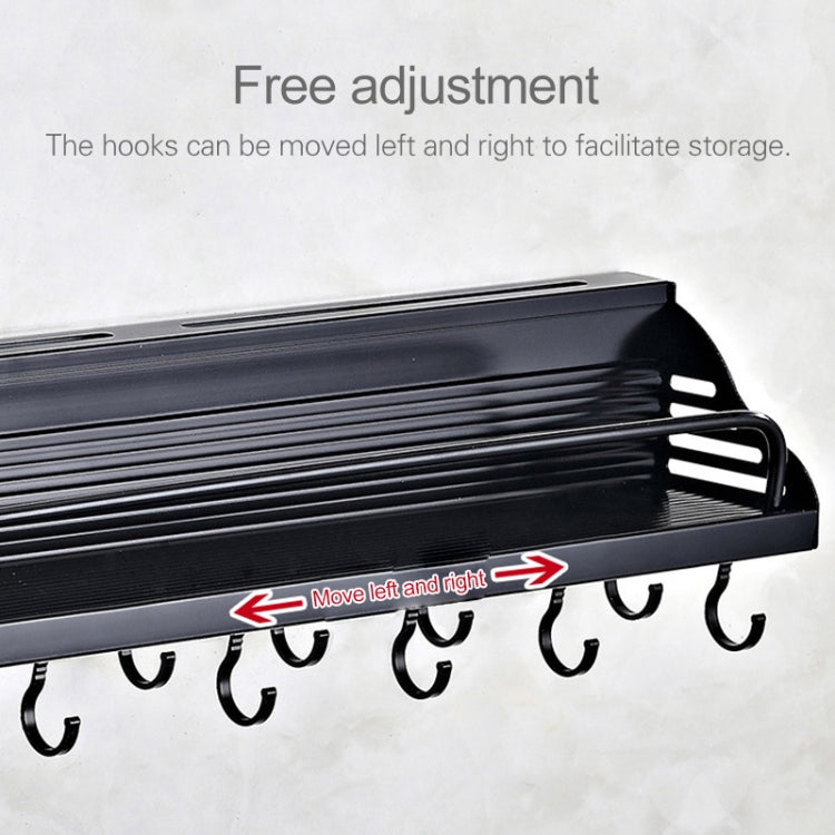 A Version 80cm 3 Cups 10 Hooks Kitchen Multi-function Wall-mounted Condiment Storage Rack, A Version 80cm 3 Cups
